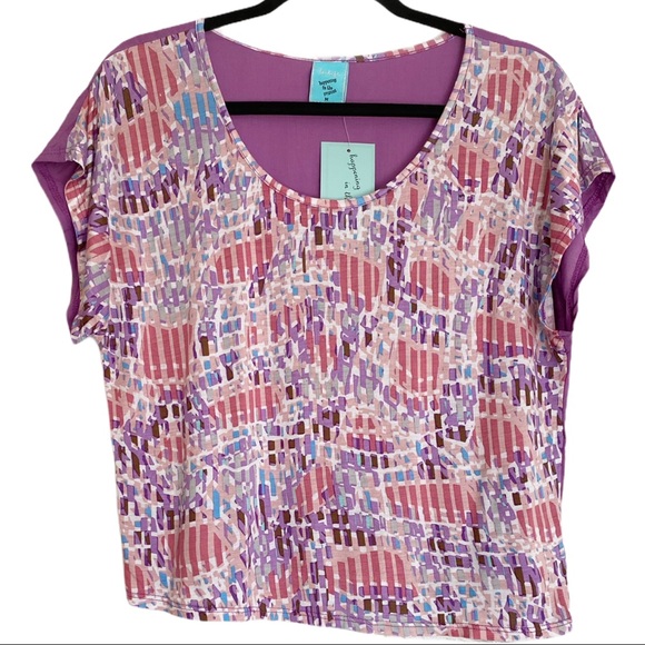 h.i.p. Tops - Vintage 90’s HIP Short Sleeve Geo Print Purple Tee